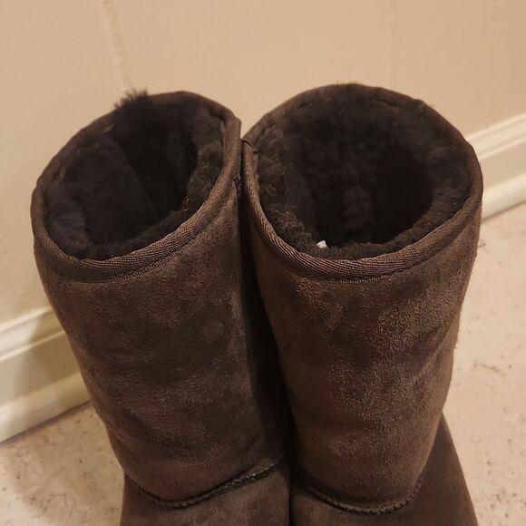 Ugg Classic Short Dark Brown Suede & Shearling Boots "Sundance II" Size 9 - Picture 5 of 11